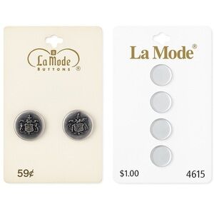 La Mode 2ct Silver Blazer Buttons and 4ct White Iridescent Buttons
